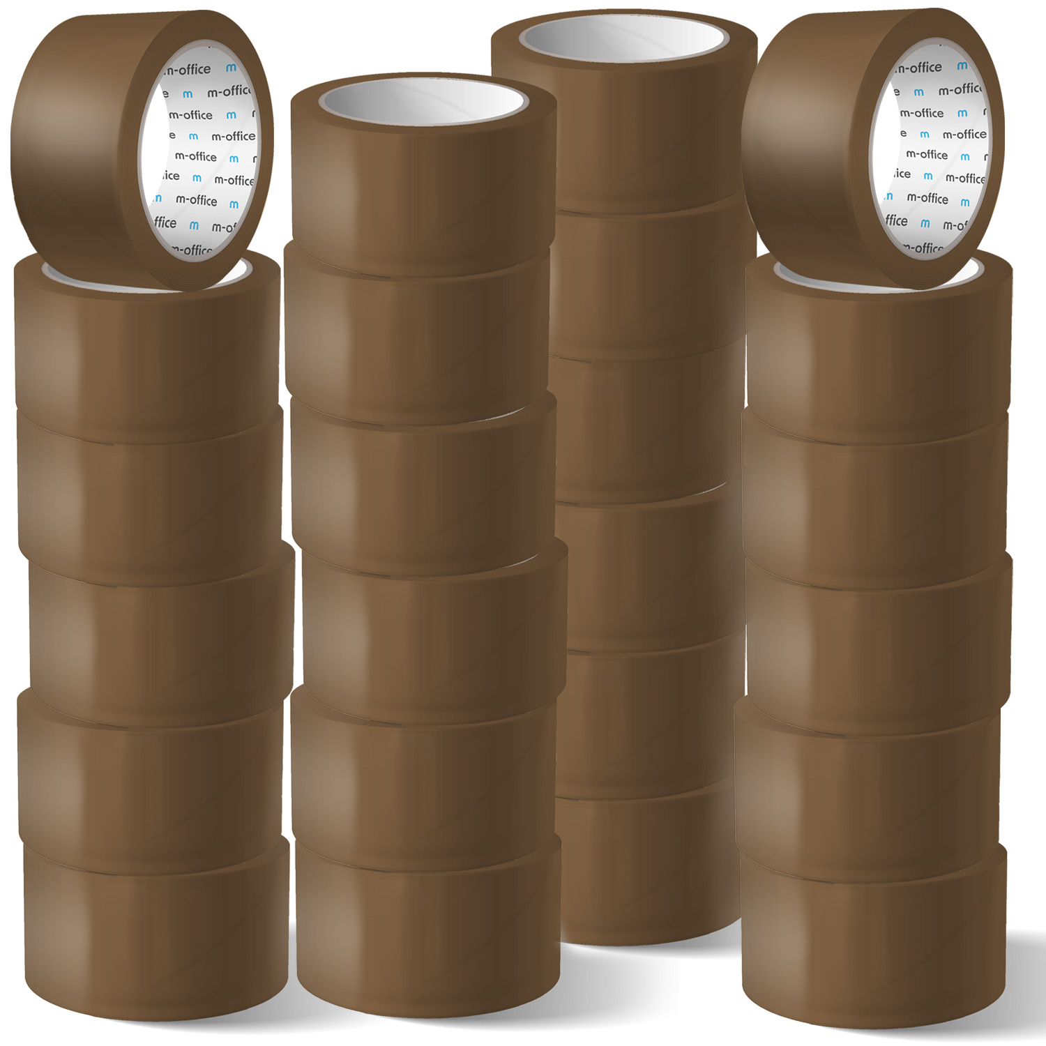 m-office Cinta Adhesiva, Cinta Adhesiva Marrón de Embalar, Rollo de Cinta para Embalaje de Cajas, Envíos, Mudanzas y Manualidades, Precinto Seguro y Resistente, Cinta Adhesiva (24 und, 48mm x 66m)