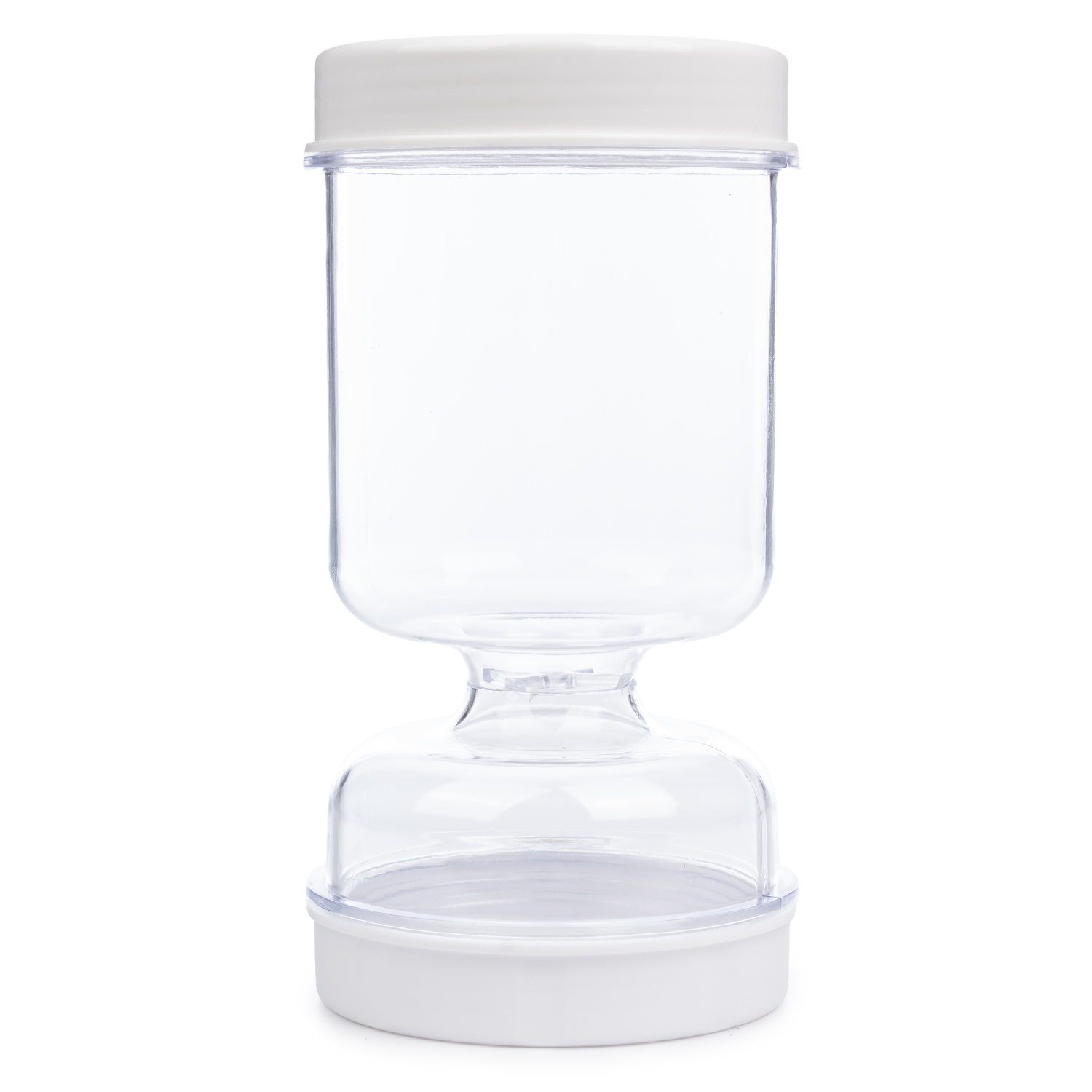 DAM Recipiente para encurtidos de 800ml con tapa sellada, colador inferior, compartimento para tenedor plegable y diseño transparente para controlar la frescura. 9x9x18 cm. Color: Transparente