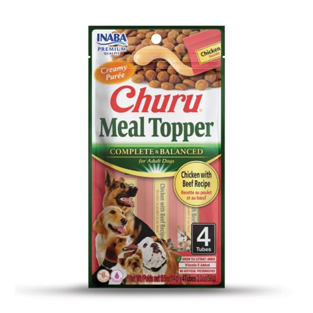 Inaba Churu Meal Topper Snacks de Pollo y Buey para Perros - (12 unidades x 4 Tubos x 14 gr)