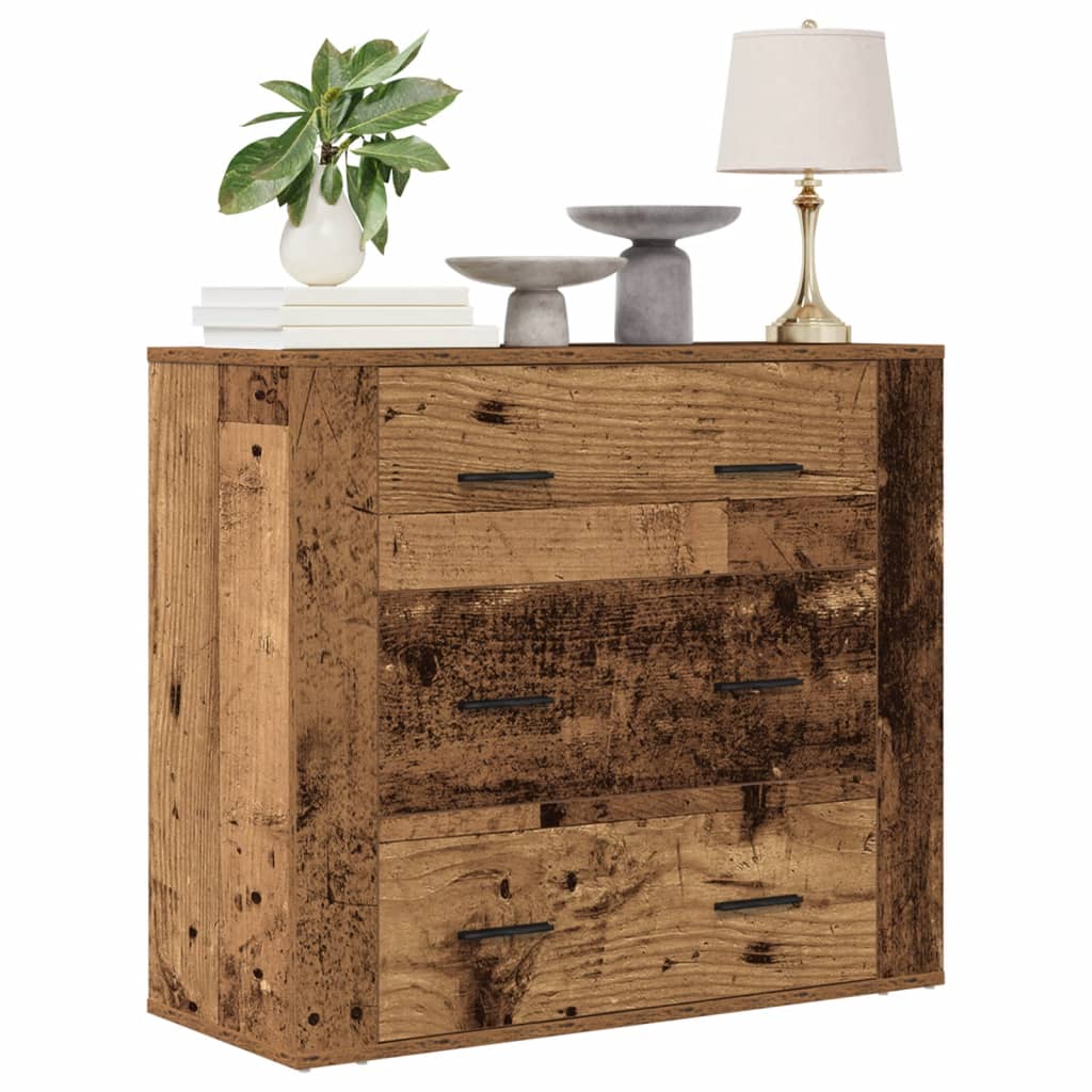 vidaXL Aparador madera de ingeniería madera envejecida 80x33x70 cm en color Madera antigua/Roble artisan