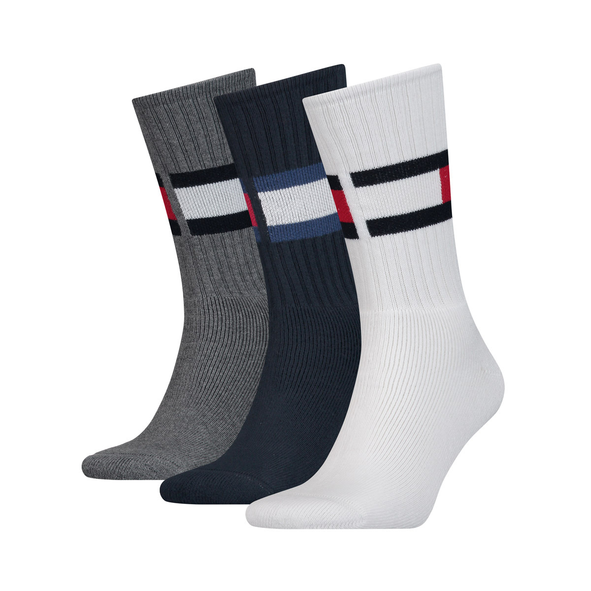 TOMMY HILFIGER Calcetines para Hombre, Paquete de 3 - Men's Sock Flag, ECOM MEN SOCK 3P FLAG
