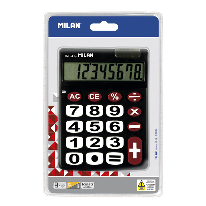 MILAN CALCULADORA MILAN BLISTER 8 DIGITOS TECLAS GRANDES NEGRO