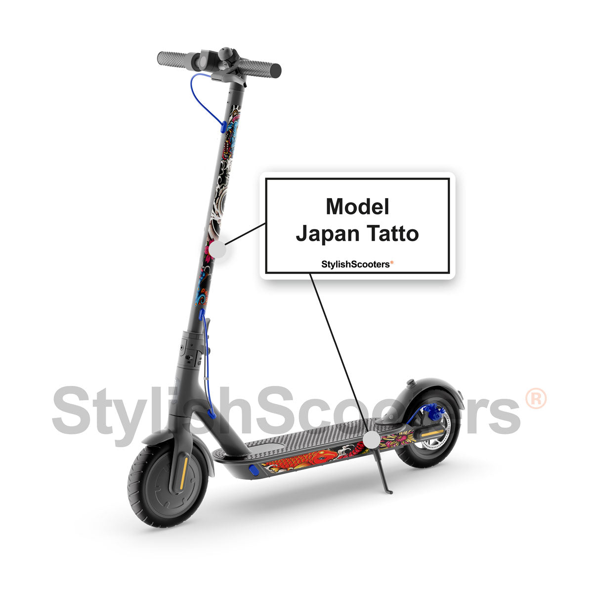 Kit de Vinilos Premium para Xiaomi M365, Pro, Pro2, Pro3 y Modelos Compatibles - Diseño Japonés 4 Unidades | StylishScooters®