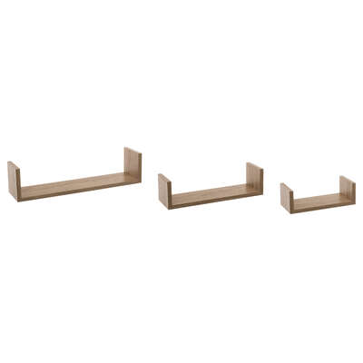 Estantes de Pared Roble Natural - Juego de 3 - Medidas L.22xp.10xh.7.7cm L.32xp.10xh.8.5cm L.42xp.10xh.10cm - Factory Cuadros
