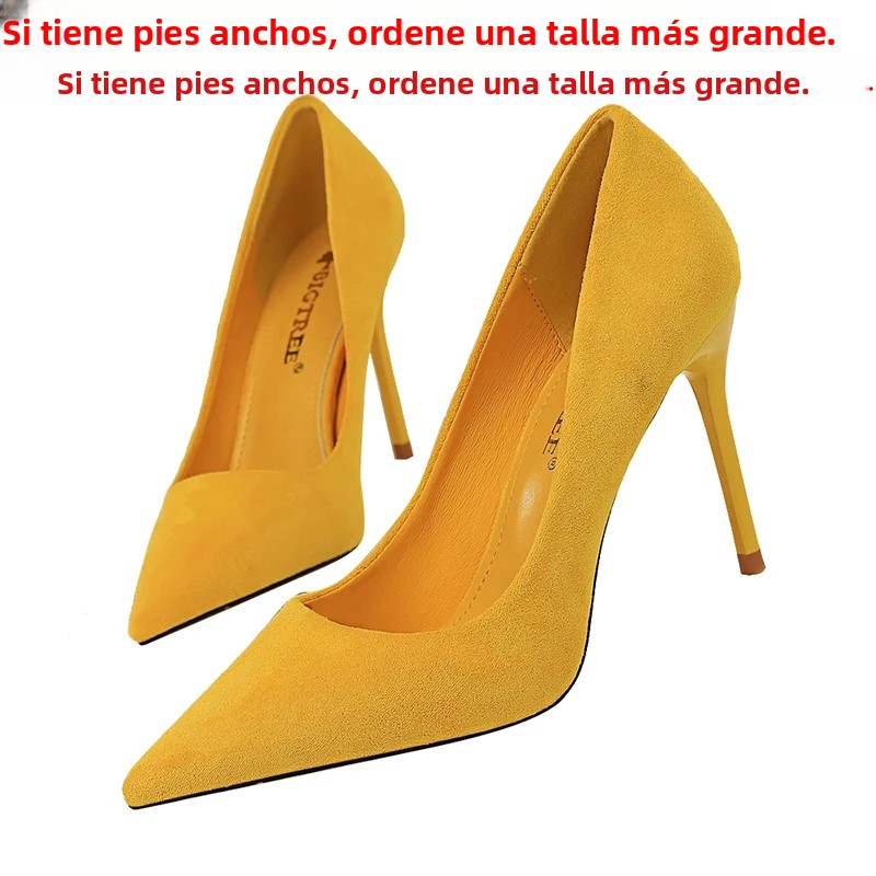 TK Zapatos De Suela Alta Para Mujer En Color Amarillo Naranja De Cuero Sintético Punta De Dedo Elegante Con Tacón De 9cm Para Fiesta Y Cocktail