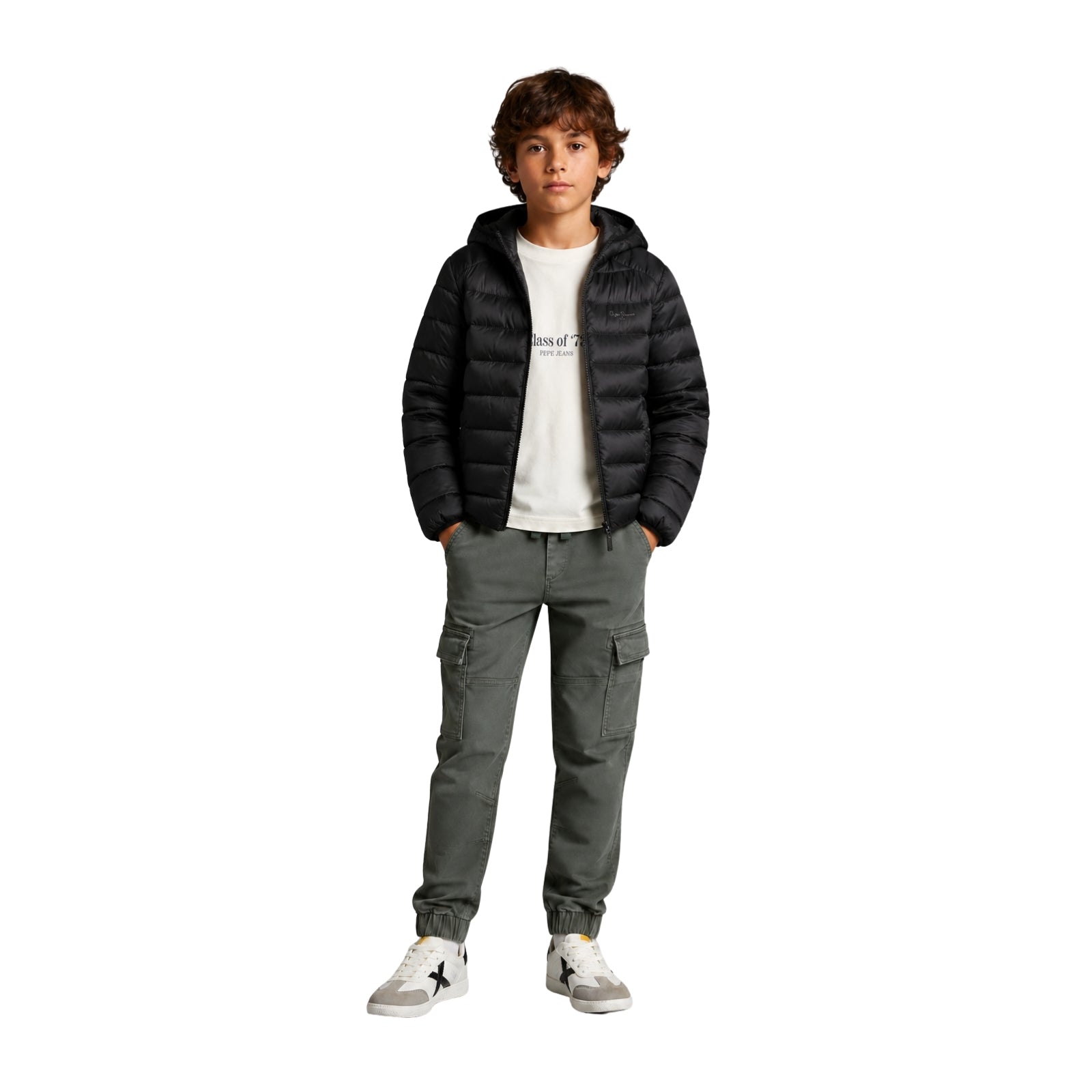 Pepe Jeans - Edward Pb4000033-999 - Plumífero Negro De Corte Regular Con Capucha - Niño