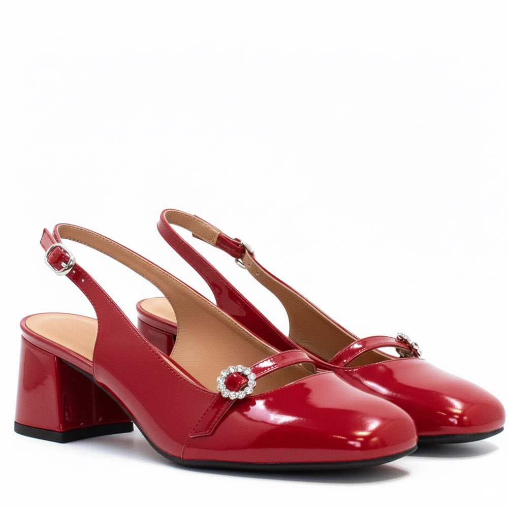 Zapato de Charol Nude CA-2194H con Tacón de 55 mm | Elegancia y Sofisticación | Hebilla Estilo Diamante | Diseño Versátil para Looks Formales y Elegantes | Hecho en España | Disponible en Tallas 35-42