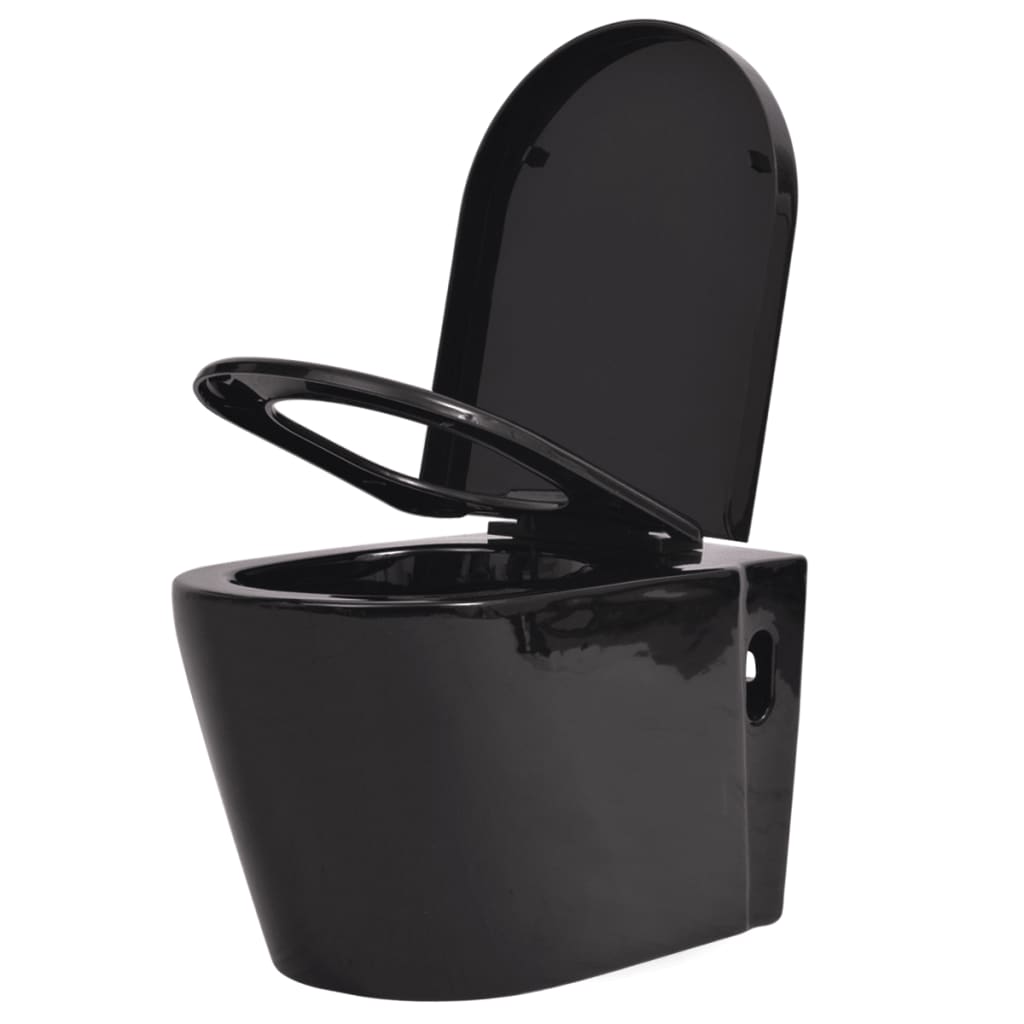 vidaXL Inodoro de Montaje en la Pared de Cerámica Cierre Suave Váter WC Color Blanco, Negro, y mas