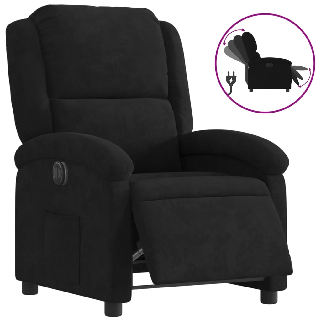 vidaXL Sillón reclinable eléctrico de terciopelo negro
