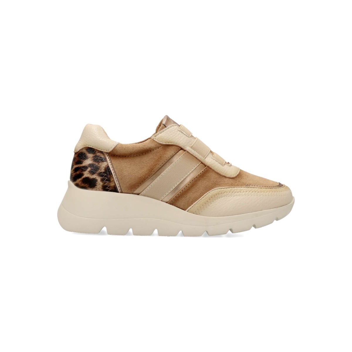Amarpies - Zapatillas casuales mujer con estampado leopardo, elásticas y acolchadas con plantilla Memory Sponge, suela de goma y material sintético