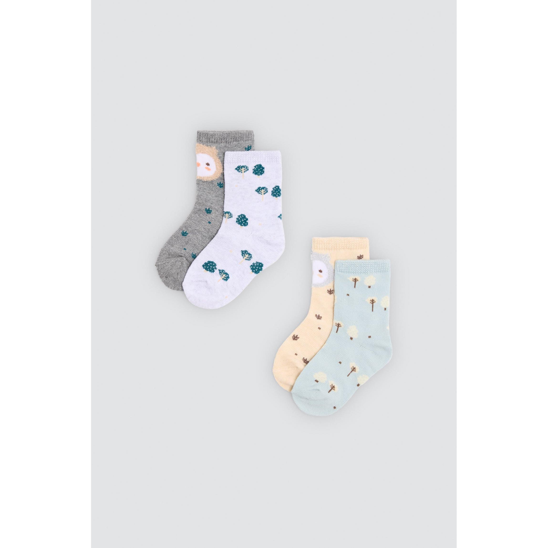 Ysabel Mora - Pack 4 calcetines bebé estampado búhos y árboles