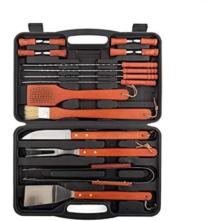 Set de Utensilios para Barbacoa 18 Piezas – Maletín Completo de Acero Inoxidable con Pinzas, Espátula, Cuchillos y Cepillo – Kit de Herramientas para Parrilla, Jardín y Camping – Regalo Perfecto para Amantes del BBQ