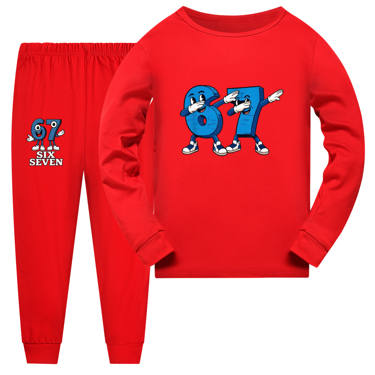 TK Conjunto De Pijamas Para Niños Y Niñas De 6-7 Años Con Estampado De Ropa Adecuado Para Adolescentes Chicos Y Chicas Deporte Estilo 2 Piezas Camiseta Y Pantalones Manga Larga