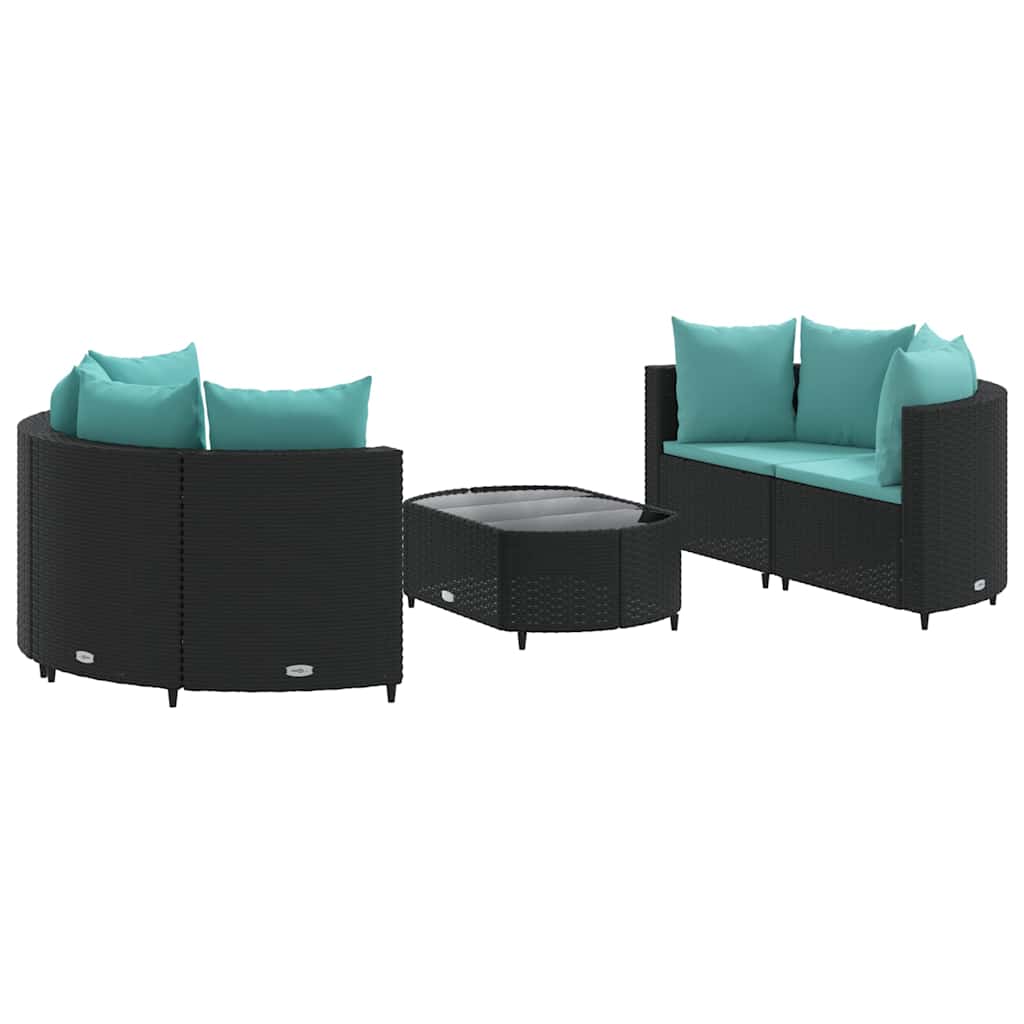 vidaXL Set de muebles de jardín 5 pzas y cojines ratán sintético negro