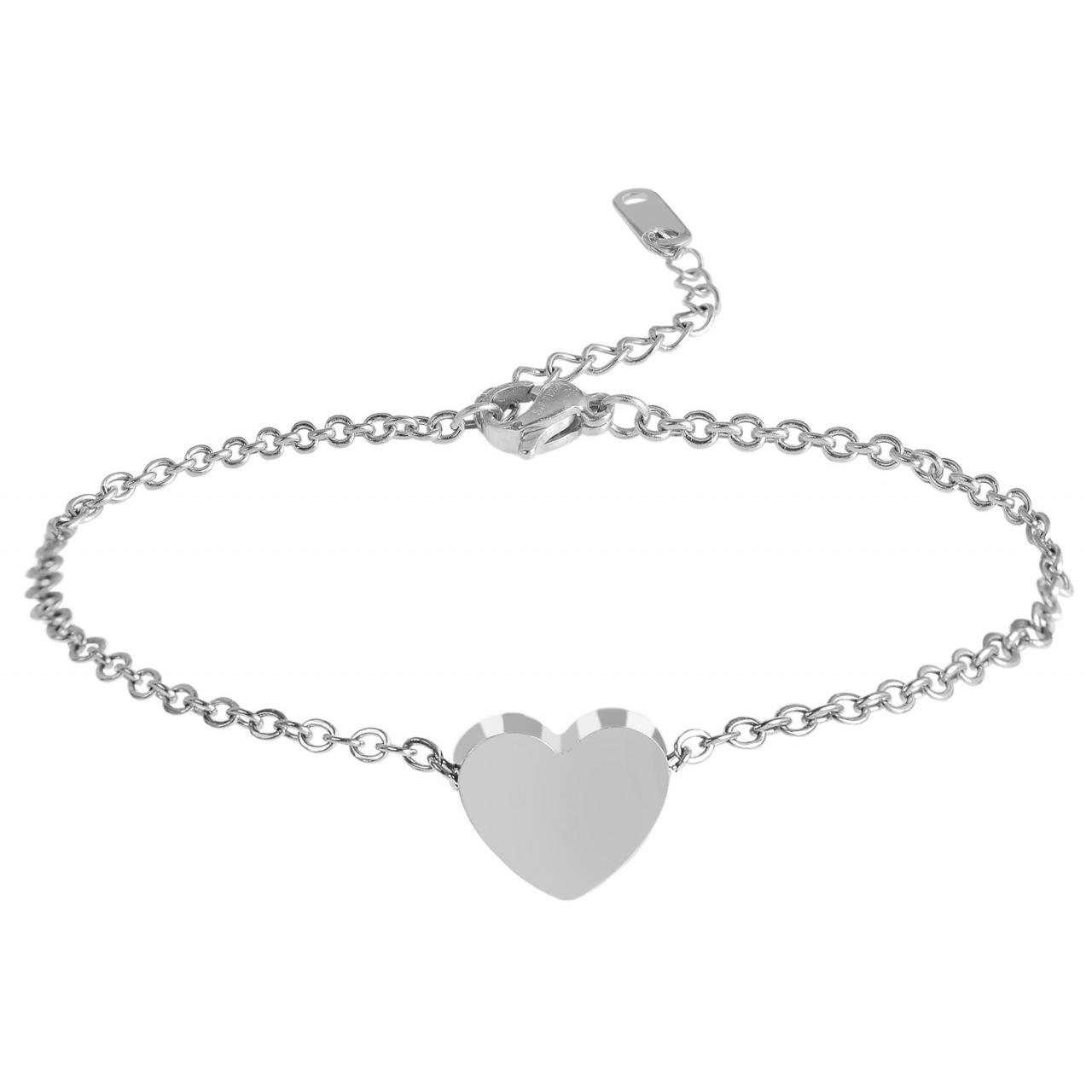 Akzent® Pulsera Coração Prateada em Aço Inoxidável