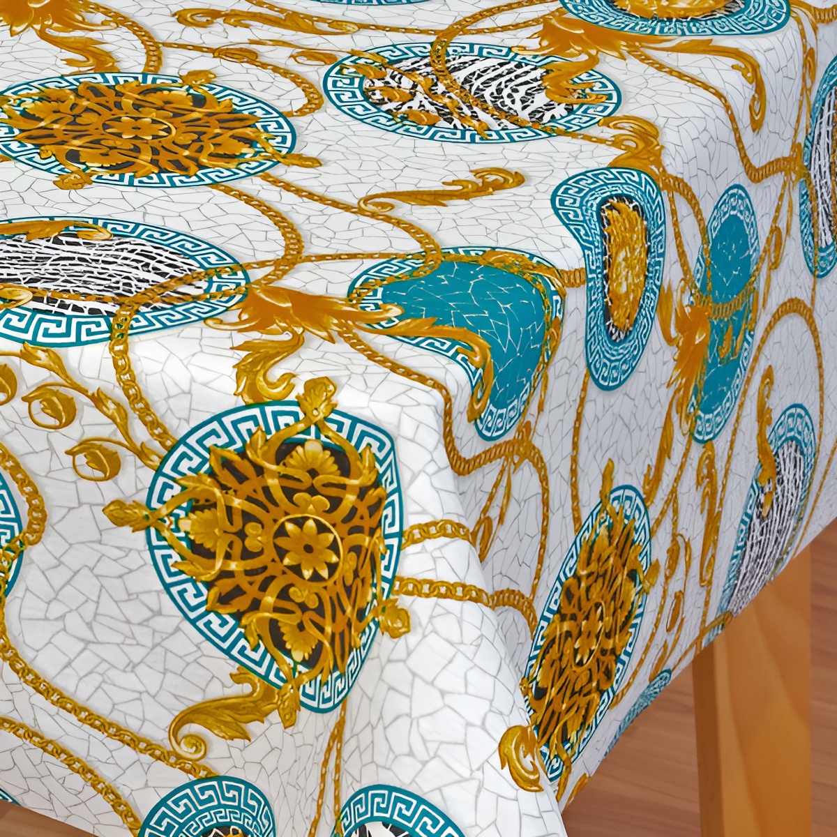 Mantel Hulehule Tex  - Tela Resinada Diseño Exclusivo Estilo Italiano Resistente a Manchas Impermeable Glamour Turquesa