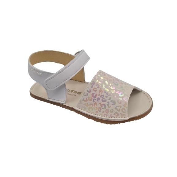 Sandalias De Piel Lavable Barefoot Para Niñas, Marca Titanitos, En Color Blanco. Titanitos L500 Playita