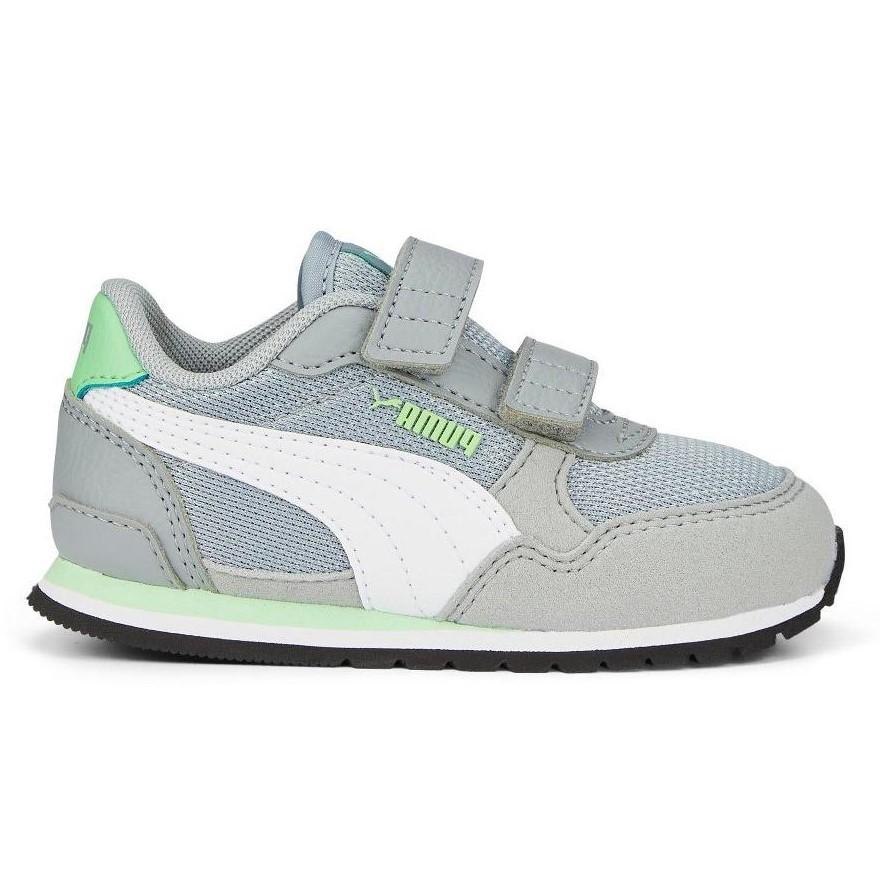 Zapatillas Puma ST Runner V3 Mesh gris claro blanco y verde sneaker Puma con velcro