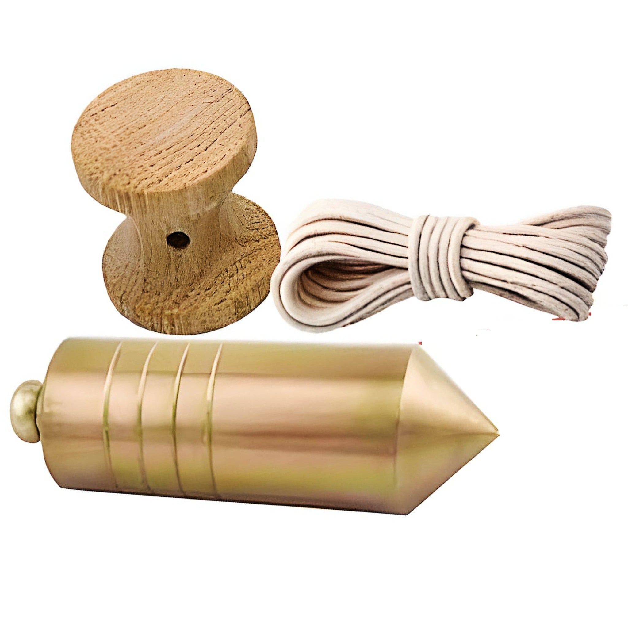 BricoLoco.com Plomada de albañil de acero con nuez de madera y cuerda de nylon para trabajos de construcción, metalurgia, carpintería. Plomadas de albañil