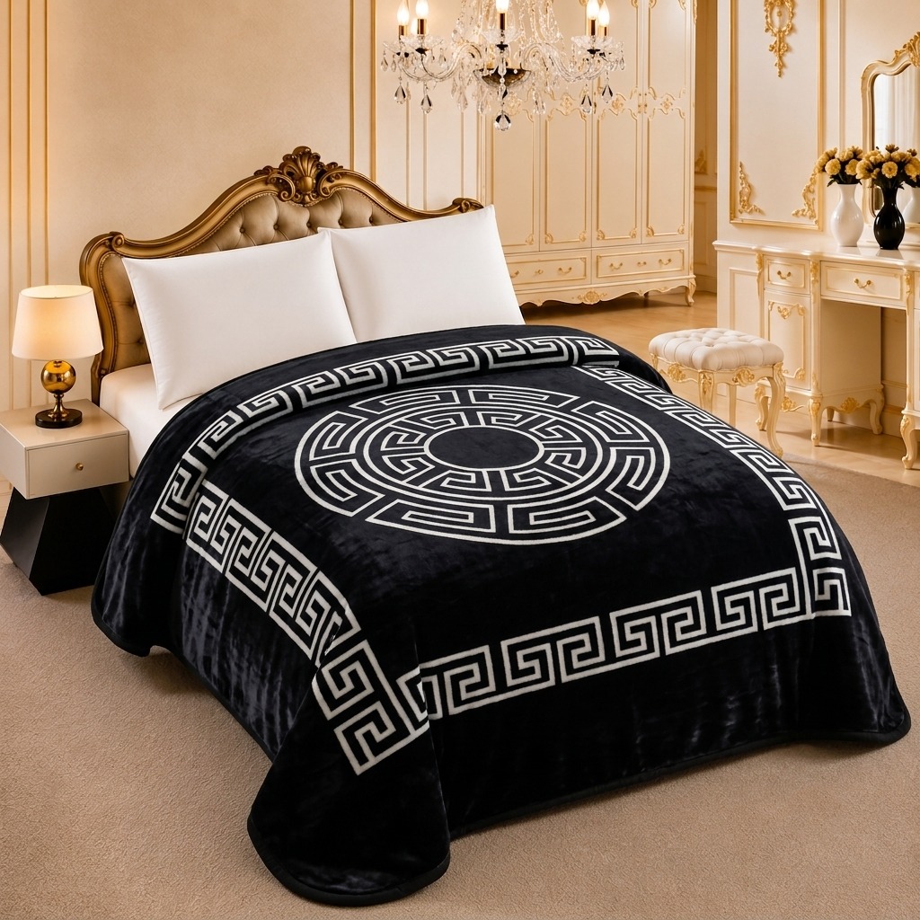 Manta tipo visón estampada geométrica 220x240 cm cama 150 o 160 poliéster suave gruesa invierno