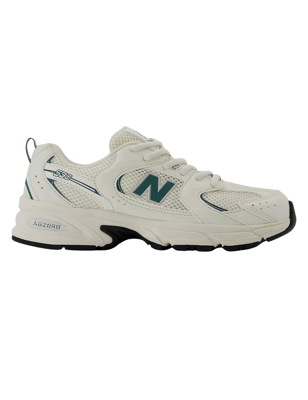 Zapatillas new balance gr530ch blanco verde de niño.