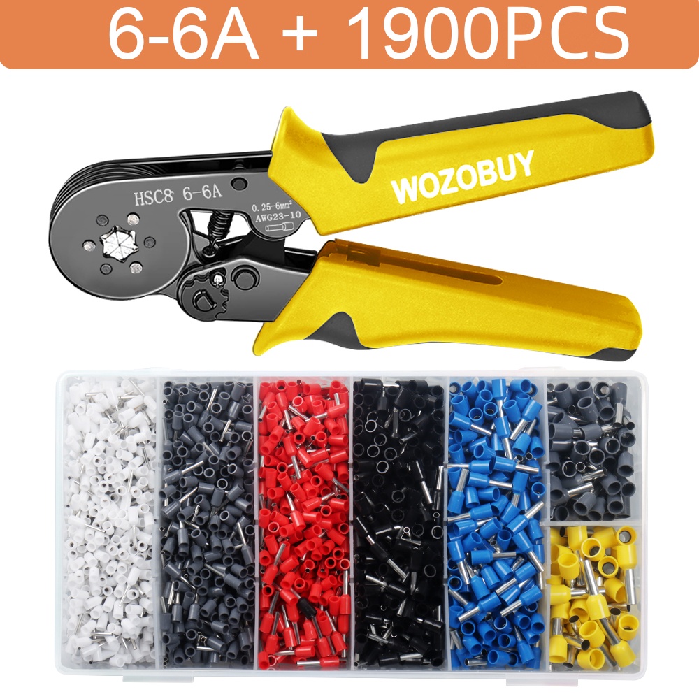 TK Kit De Herramientas De Crimpado WOZOBUY Con Pinzas De Crimpado HSC8 6-6A/6-4A Y Terminales Tubulares 0.25-10 Mm² Para Electrónica