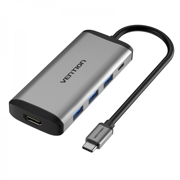 Vention docking station 5 en 1 usb-c a hdmi 4k/3xusb3.0/pd100w - 0.15m - color gris