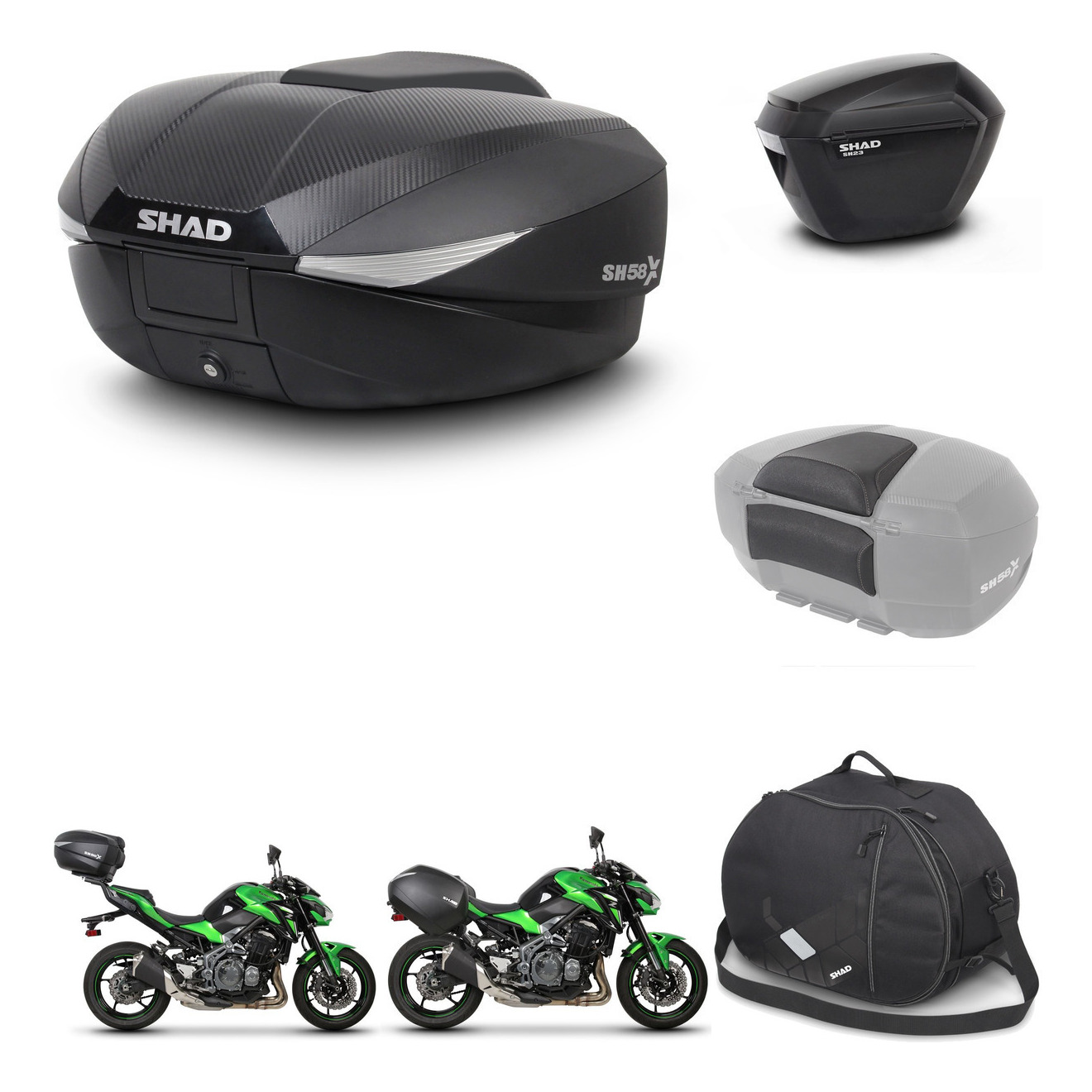 Maletas Laterales + Baul Trasero + Accesorios + Herraje 3P + Herraje Montaje Sh58x Sh23 KIT-260237
