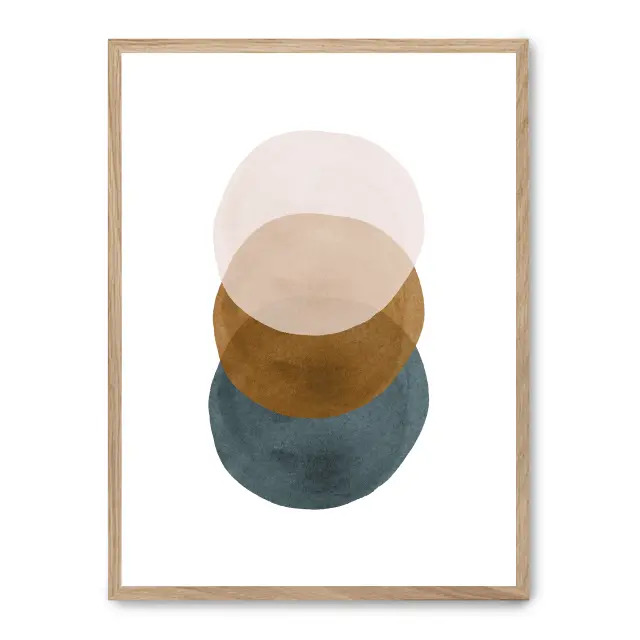 Cuadro earth tones 30x40cm, Póster impreso en papel de primera calidad de 180gr, montado sobre marco de madera MDF acabado roble., Arte - Pinturas