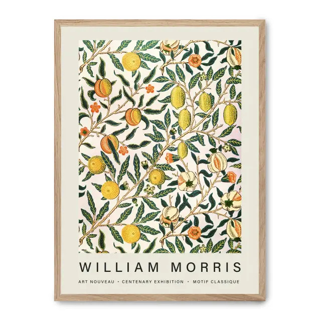 Cuadro art nouveau ii 30x40cm, Póster impreso en papel de primera calidad de 180gr, montado sobre marco de madera MDF acabado roble., Arte - Pintores famosos - William Morris