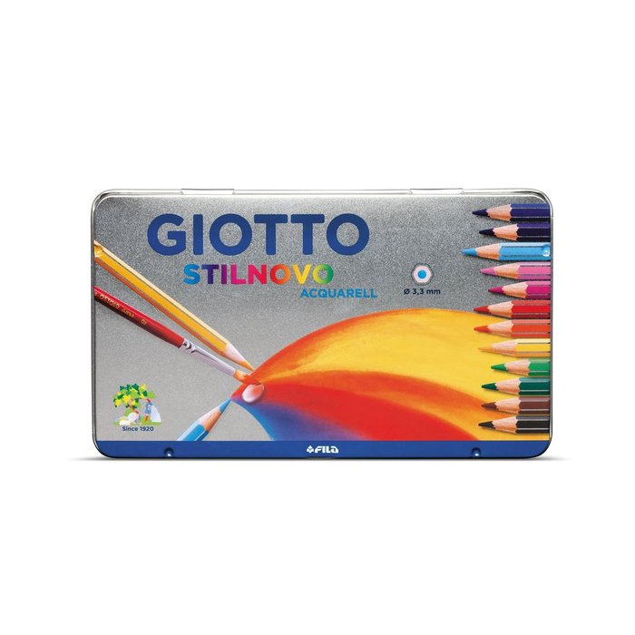 GIOTTO LAPIZ GIOTTO STILNOVO ACQUARELL 12 COLORES ESTUCHE METAL ROTULADORES