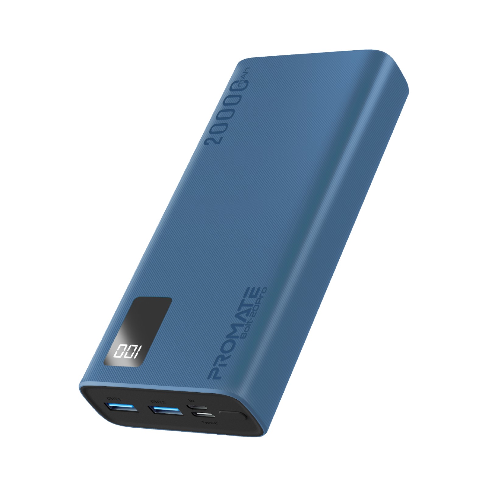 Promate Bolt-20Pro Powerbank 20000mAh USB-A Dual USB-C Negro