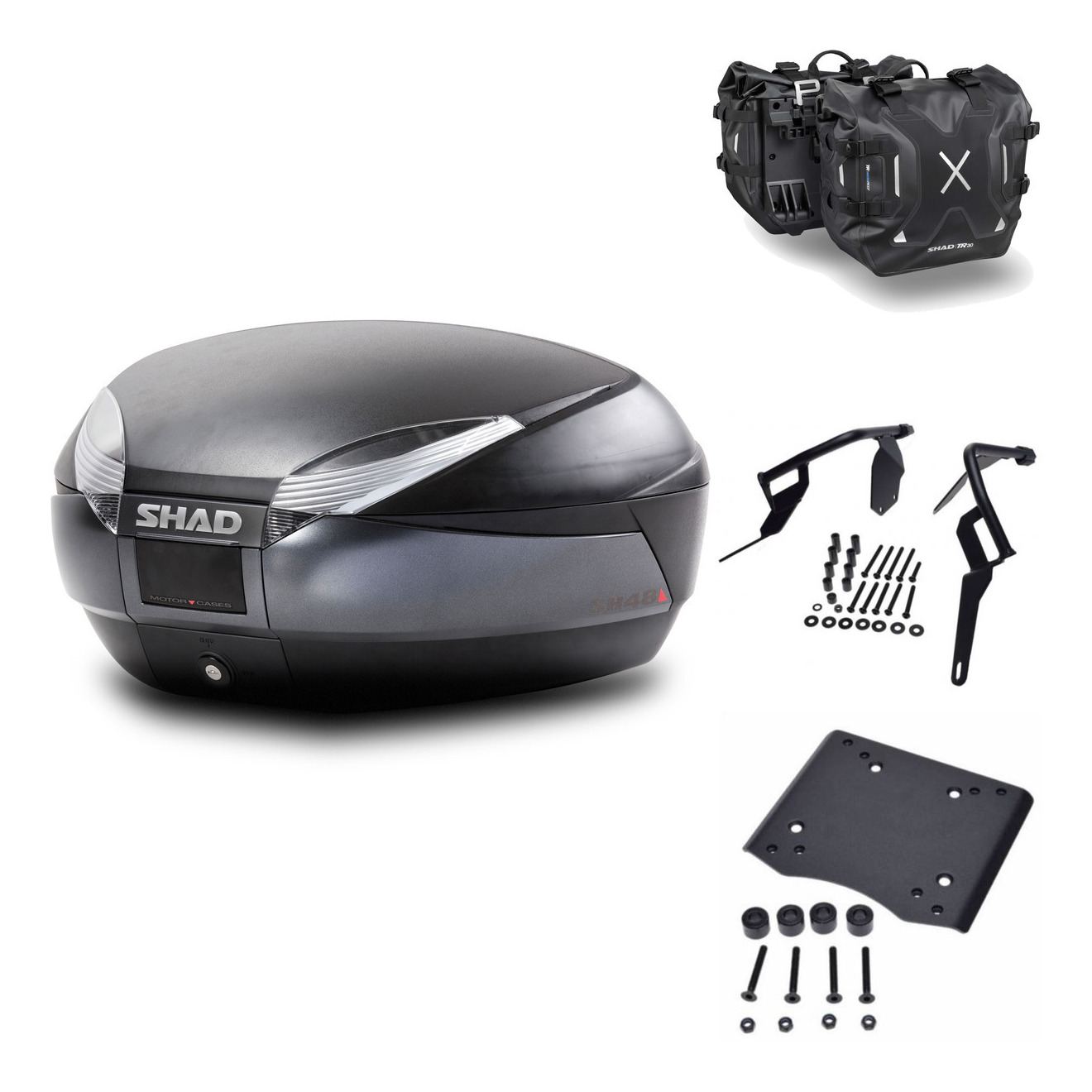 Tudetic Side Liner Kit for BMW G310GS/G310R (2017-2025), motorcycle trunk with lockable case and expandable saddle for secure helmet storage, made of durable ABS plastic.