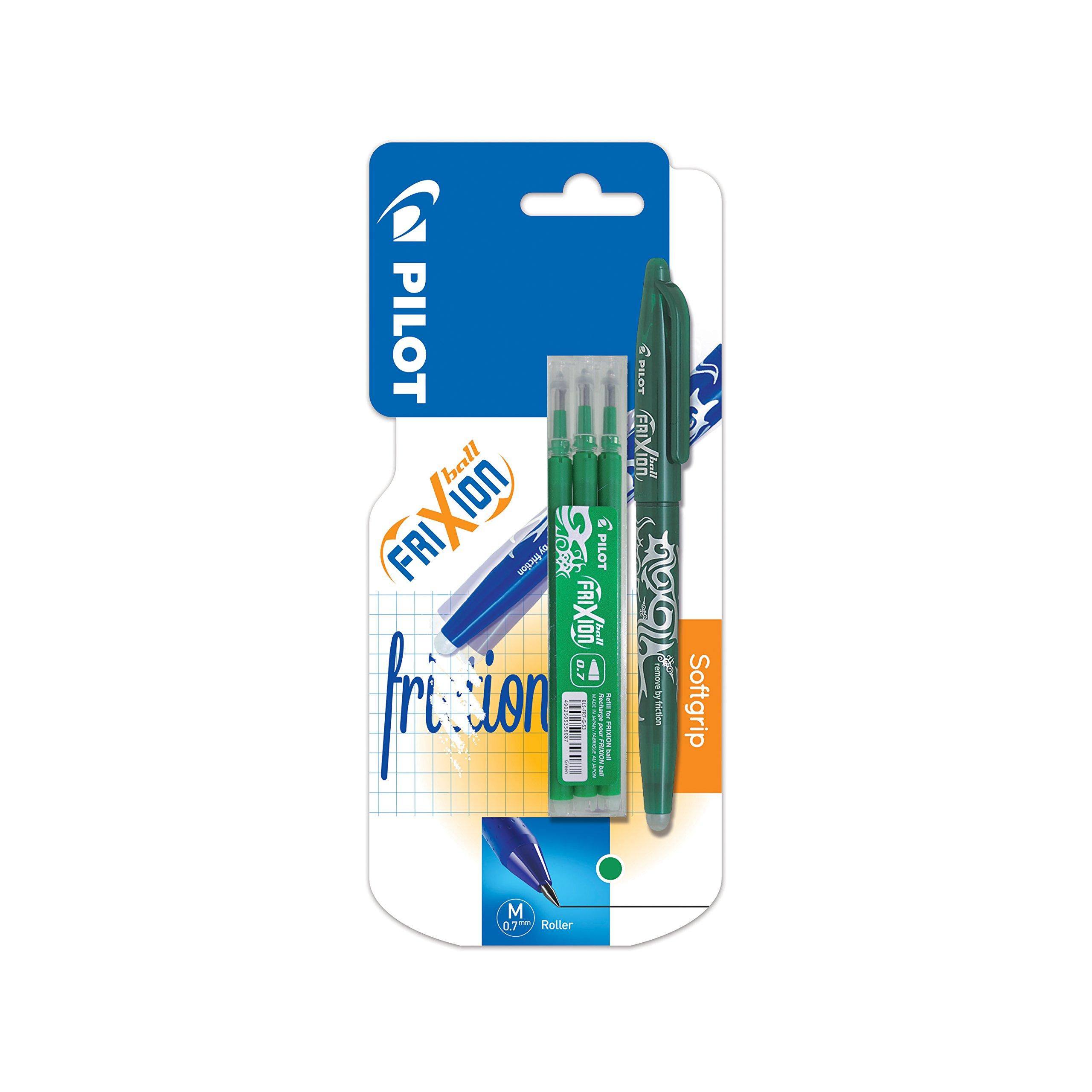 Pilot - Estuche de 3 bolígrafos roller (tinta de gel, termosensibles, punta mediana), color verde