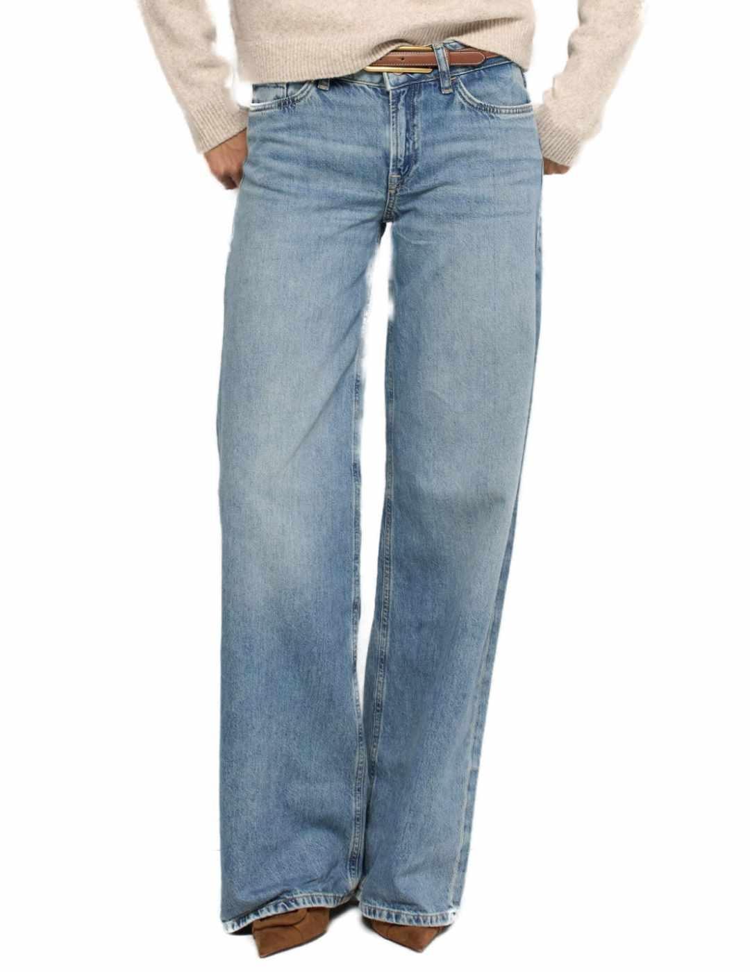 Pantalón vaquero Salsa azul wide leg low rise para mujer