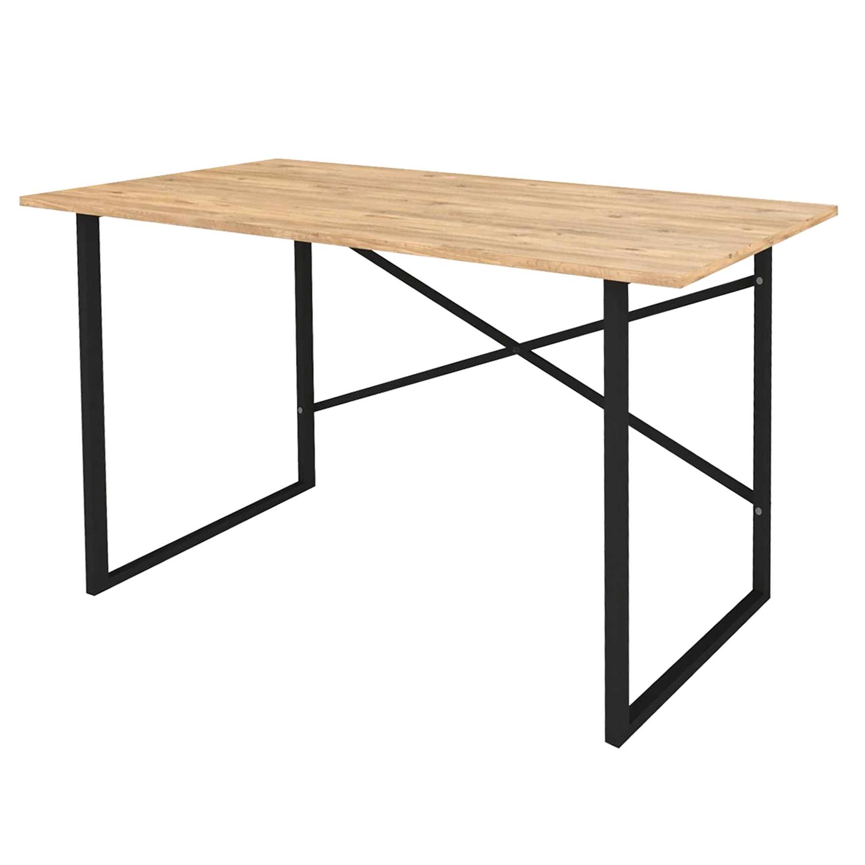 Mesa escritorio. Mesa de ordenador. Estilo iindustrial. Estructura metálica negra y tablero melamina color roble Safir. (Alto 75 cm/Ancho 120 cm/Fondo 60 cm)