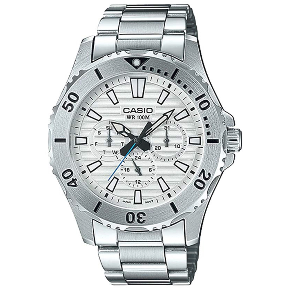 Casio Mtd-1086d-7avdf Marine Sports Reloj Para Para Hombre Color Plateado