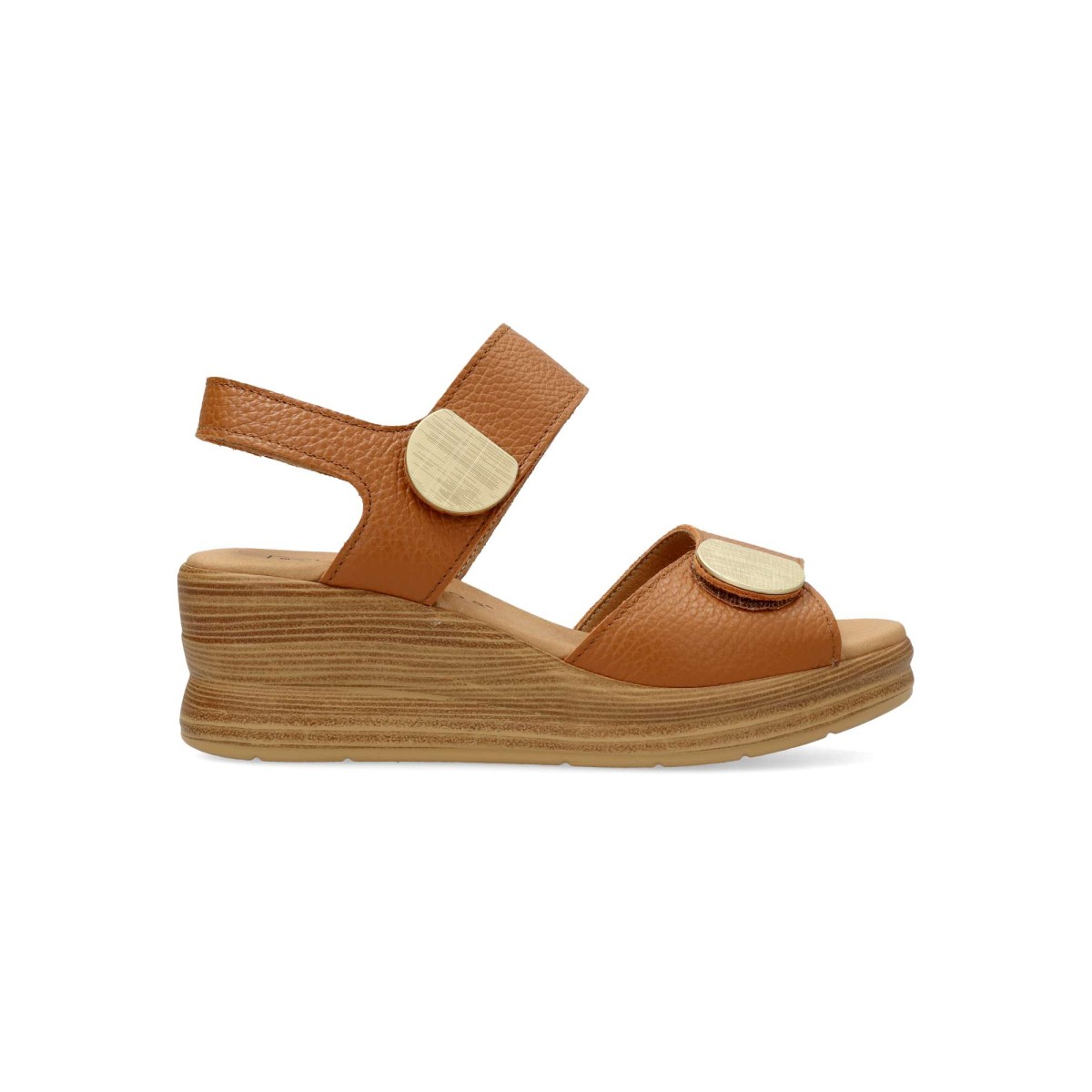 PITILLOS - Sandalias de mujer con cuña efecto madera de 6 cm, piel primera calidad y planta acolchada para confort diario