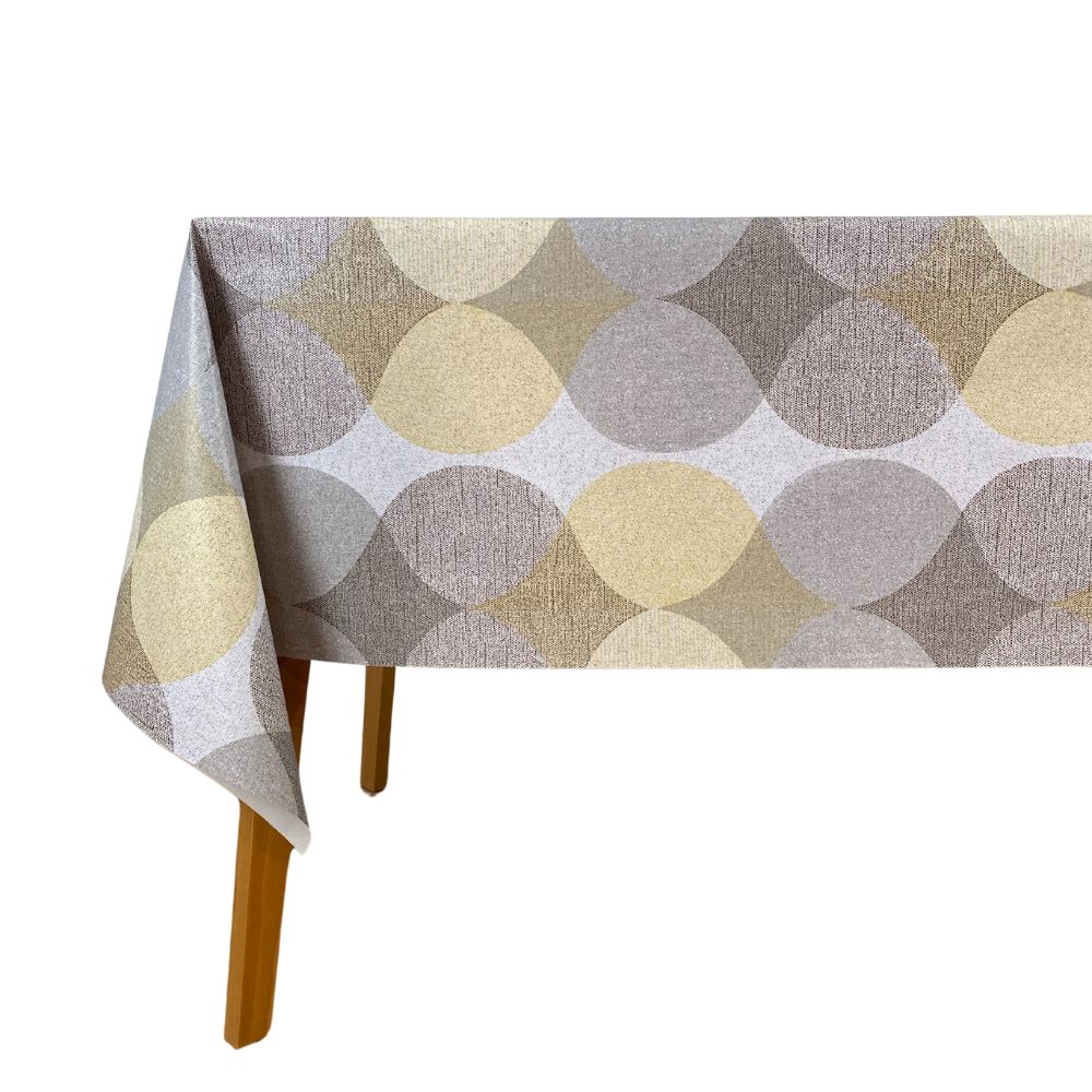 Mantel Hulehule Tex - Anti manchas Hule PVC Fácil Limpieza Tonos Grises Marrones y Beige Sobre Fondo Blanco - ALARIC