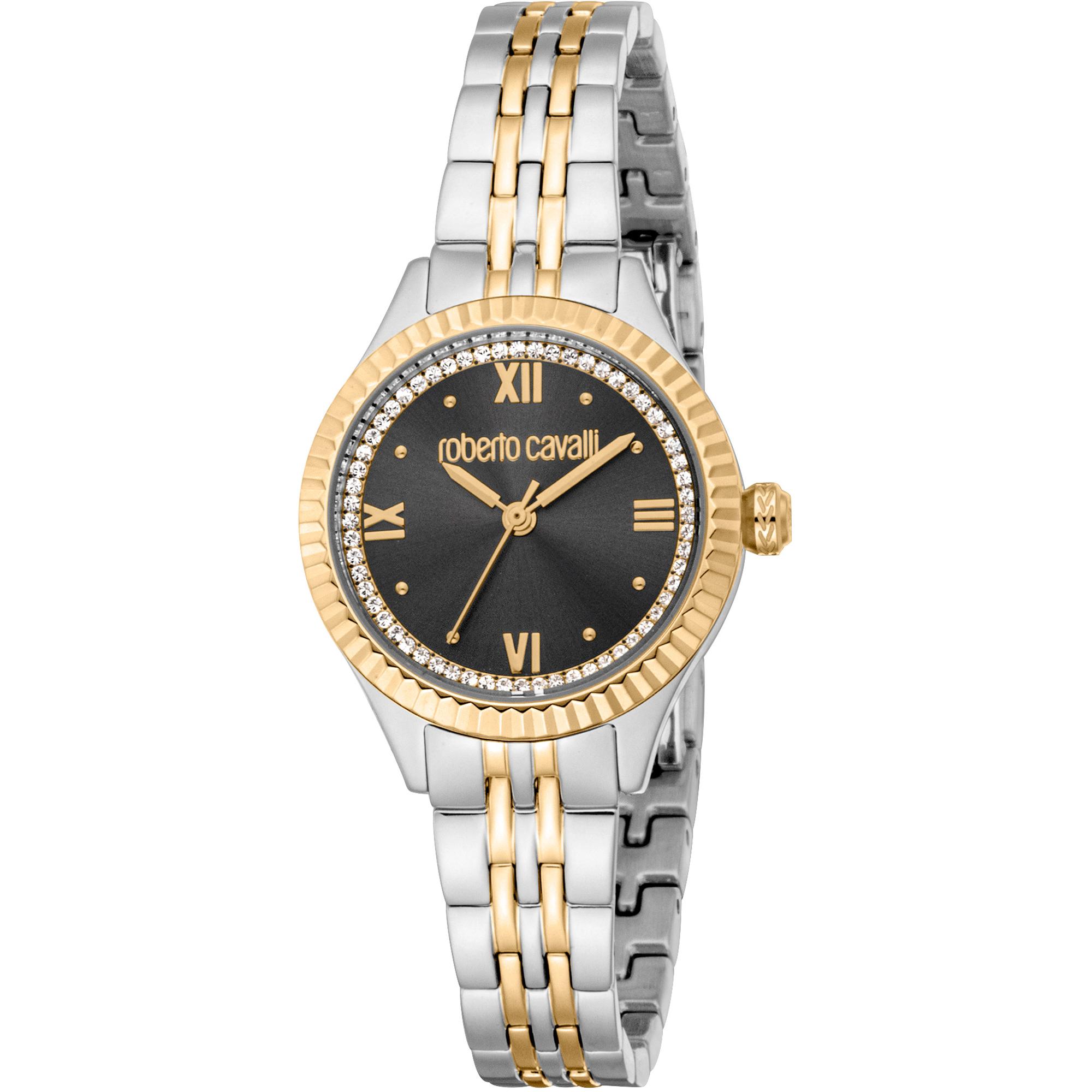 Reloj De Pulsera Roberto Cavalli Roberto Cavalli Lady - Rc5L124M0095 Correa Color: Gris Plata Oro Amarillo Dial Negro Mujer