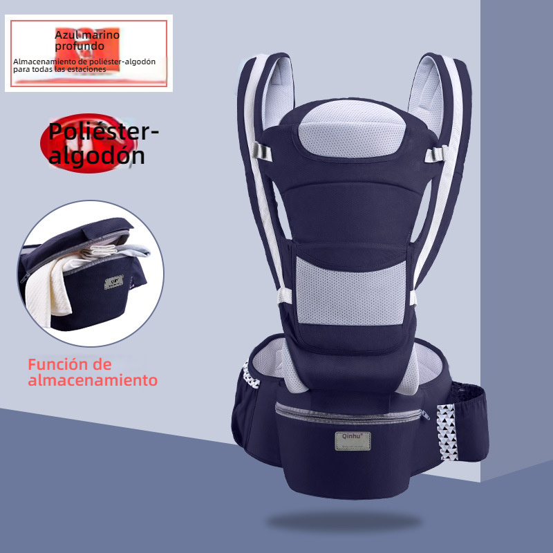 Portabebés Multifuncional con Asiento de Cadera — Plegable y Guardable, se Puede Llevar al Bebé Horizontalmente o en la Espalda, Cómodo y Práctico para Paseos