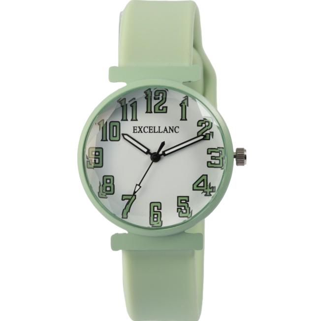 Reloj Excellanc® Mujer Verde com Bracelete de Silicone e Vidro Facetado
