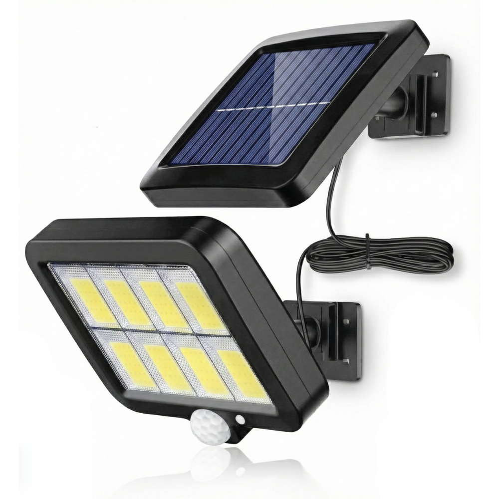 SODANY Lámpara Solar Exterior 2880LM Potente con Sensor y Mando, Diseño Dividido para Sombra, Foco LED COB Alta Intensidad