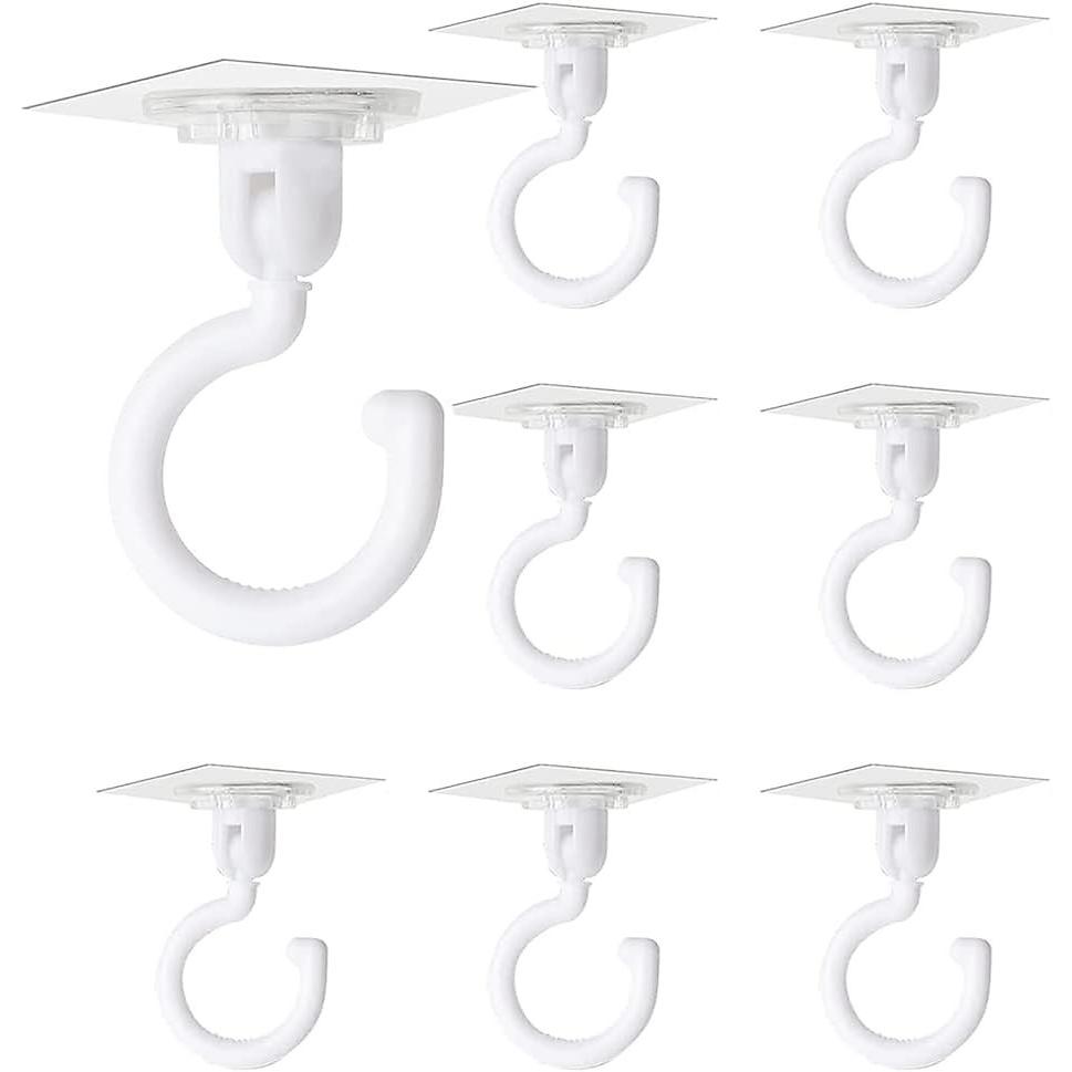 CA Direct Power SARL 8 piezas Ganchos autoadhesivos transparentes Gancho giratorio de 360 grados Gancho adhesivo potente para techo Cro