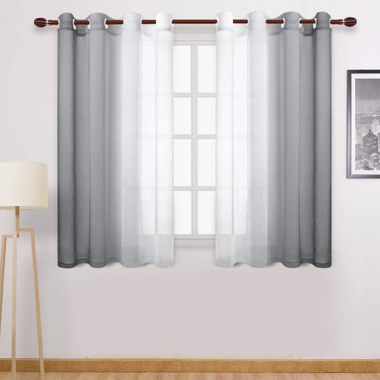 Cortinas De Ventana Gradiente Semi Transparentes Para Dormitorio Y Sala De Estar Bloqueo De Calor Sin Capa Doble Material Poliéster Modernas