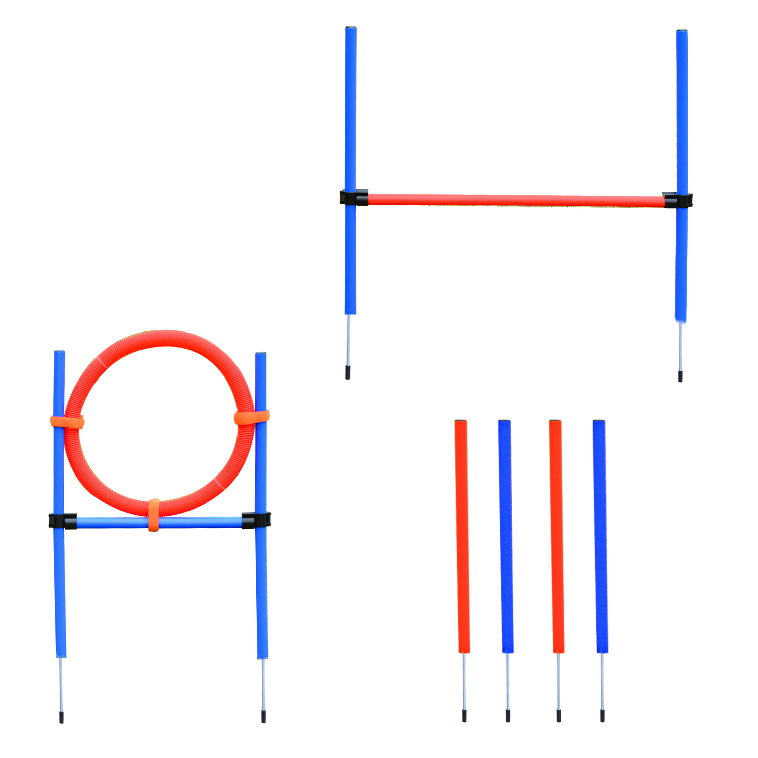 PawHut Set Agility Entrenamiento Perros Agilidad Salto Polo Tunel Equipo Azul Rojo NUE