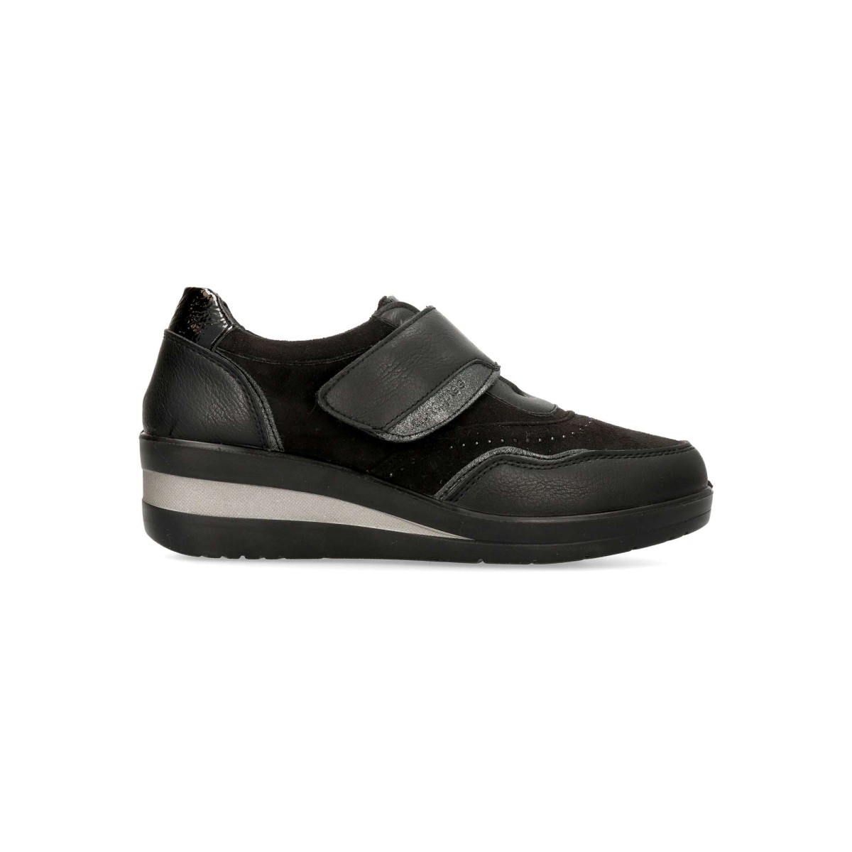 Amarpies - Zapato mocasín cuña baja mujer con cierre de tira adherente, piel sintética suave y suela de goma ligera, plantilla acolchada extraíble, altura 4,5 cm