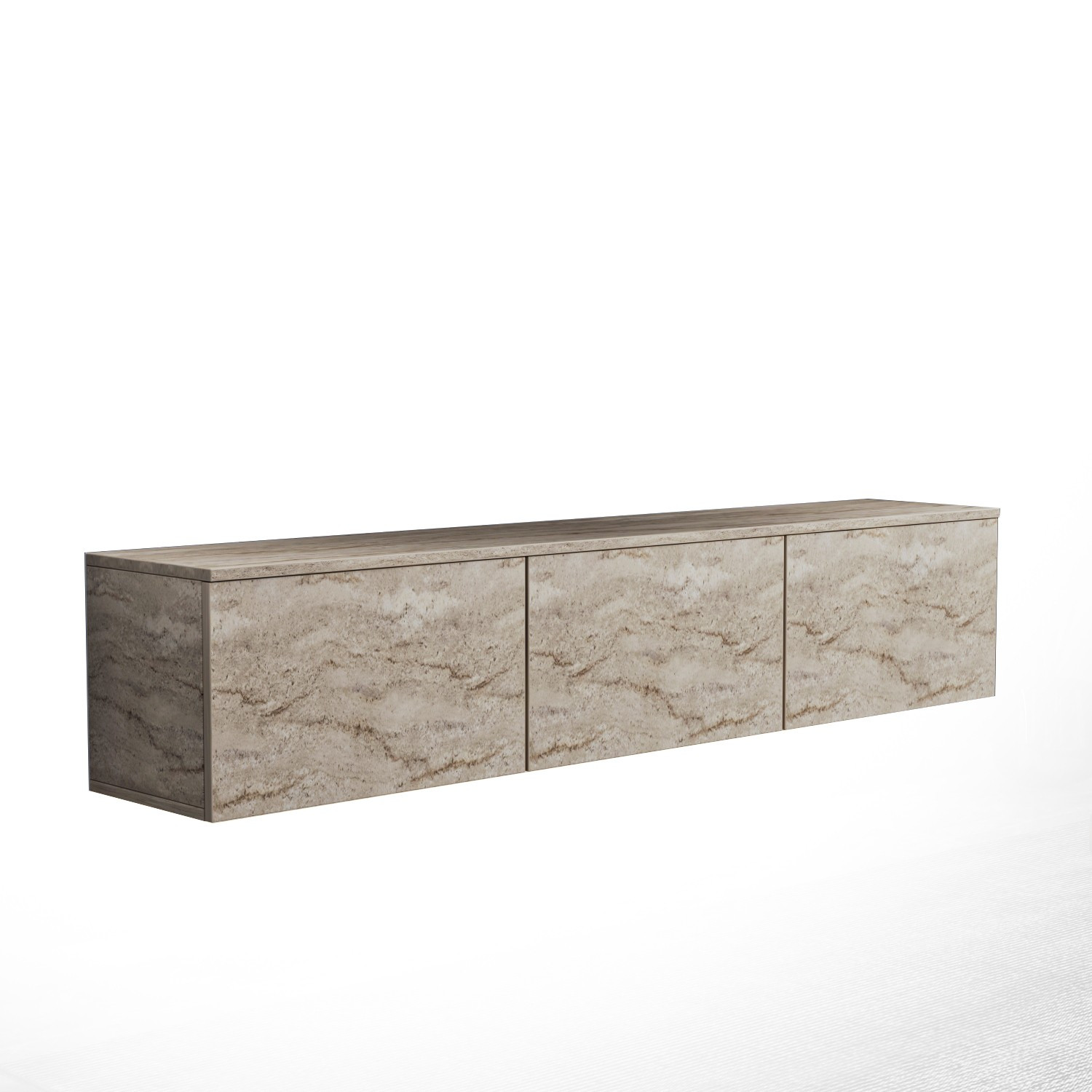 Habitat y Jardin - Mueble de televisión suspendido de madera con iluminación LED <<Neon illuminated>> - 160 x 32 x 35 cm - Travertino
