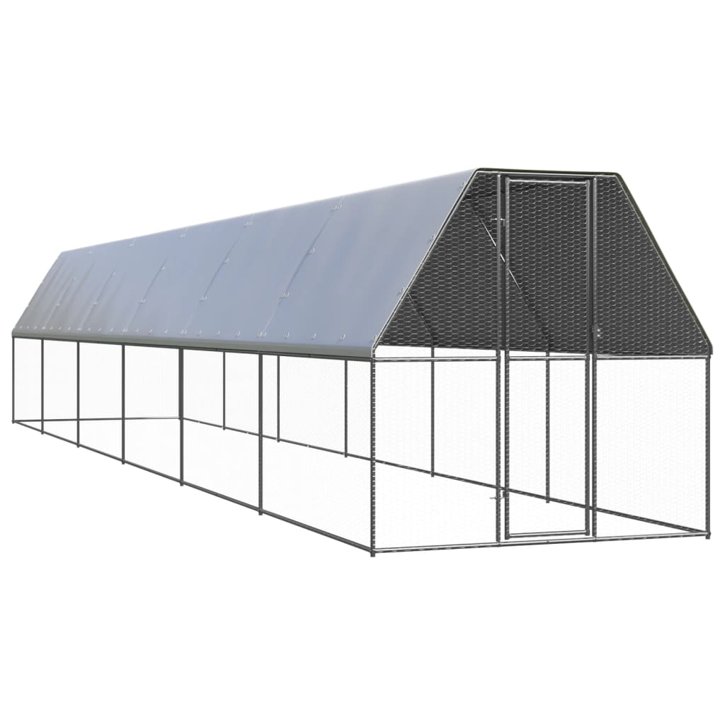 vidaXL Jaula Gallinero de Exterior Corral para Pollos Gallinas Acero Galvanizado Multitalle