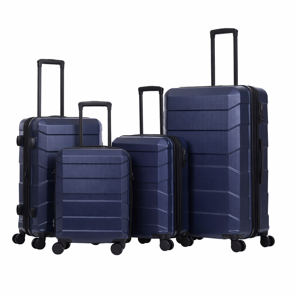 Maletas de Viaje Rígidas Juego de 4 – 35×20×50 cm, 39,5×23×56 cm, 44×26×66,5 cm y 49,5×29×76,5 cm – 4 Ruedas Giratorias, ABS Ligero, Equipaje de Mano y Grande.